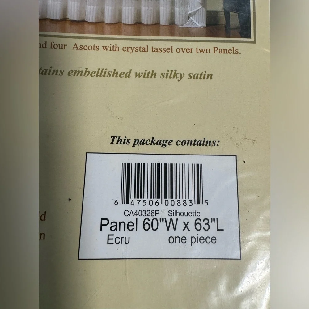 NEW Vintage Today's Curtain Stripe Sheer Ivory Panel 60W x 63L HC International